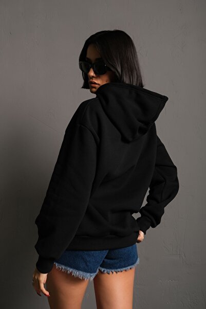 Know Women's Black Oversize Hooded Sweatshirt 000