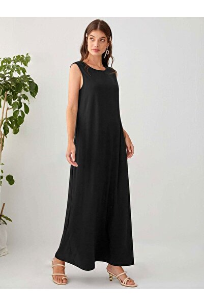 Know Μαύρο αμάνικο φόρεμα από 100% βαμβακερή χτενισμένη φόδρα