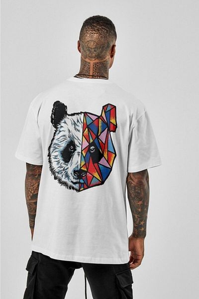 Know Tricou alb cu imprimeu panda oversize