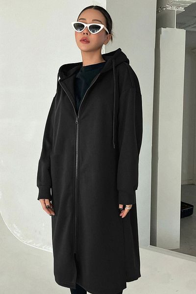 Know Černý oversize dámský kardigan s kapucí