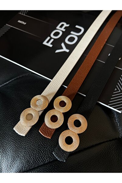 Fiori حزام نسائي رفيع بطبعة جلد الفهد بإبزيم دائري - للمعطف والقمصان واللباس