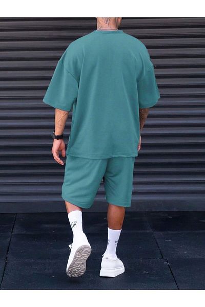 Know Men's Mint Paris Printed Oversize Shorts Set