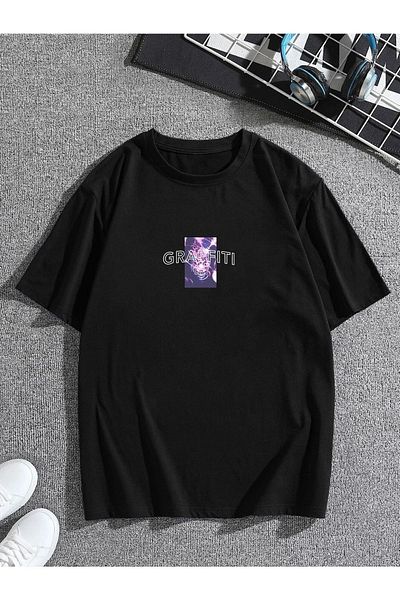 Know Μπλουζάκι Unisex μαύρο γκράφιτι με στάμπα Oversize