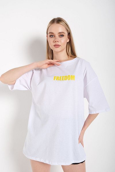 Know Γυναικείο μπλουζάκι σε λευκό Oversize Freedom printed