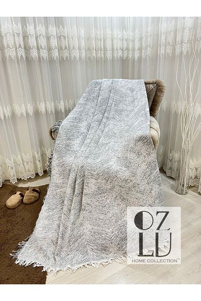 Özlü Home Βαμβακερός καναπές - Κάλυμμα καναπέ-κρεβάτι 170x220 Γκρι Αντιολισθητικό Περιτύλιγμα Καναπέ