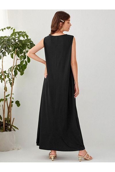 Know Black Sleeveless 100% Cotton Combed Lining Dress