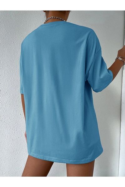 Know Women's Striped Figure Oversize Indigo T-shirt