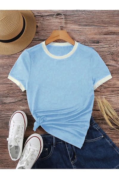 Know Унісекс Baby Blue Combed Interlock Tisort з начісуванням Tisort