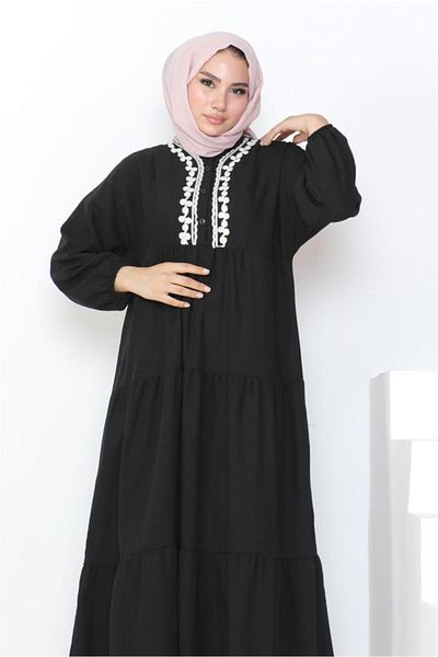 Bestenur Besticktes Ayrobin-Fledermausflügelkleid 1056