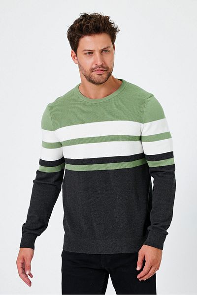 ALEXANDERGARDI Striped Crew Neck Regular Fit Sweater - E24-Eze-21