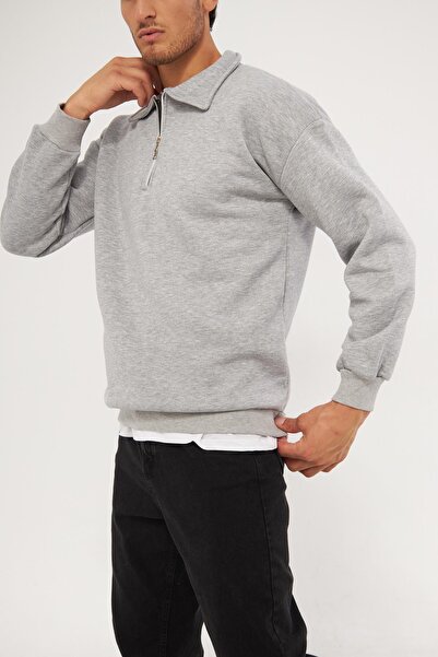 GHASSY CO. Ghassy Co. Ανδρικό φούτερ με λαιμόκοψη με μισό φερμουάρ