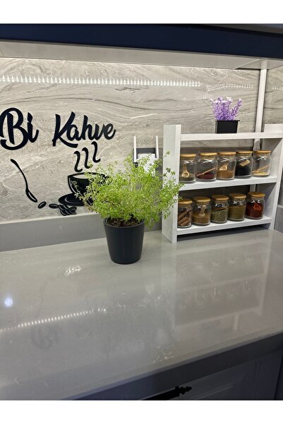 OGENWOOD Çok Amaçlı Tezgah Üstü Baharatlık 3 Raflı Beyaz Renk 40x10 cm