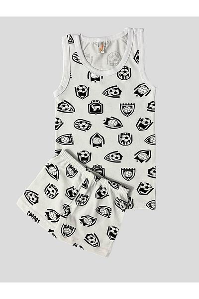 elmas kids Boy's Cotton Football Patterned Black and White Colored Athlete Boxer Set