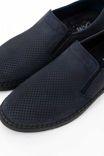 D&M DANİ&MARCA Men's Genuine Leather Shoes, Casual Shoes, Summer Shoes, Loafer Shoes, Dark Blue Nubuck