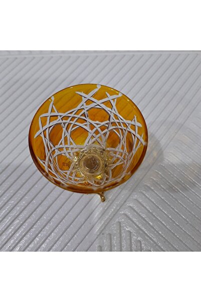 umut züccaciye Colorful Glass Gold Footed 6-Piece Turkish Delight Bowl Cutting Presentation Bowl