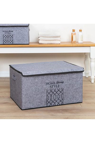 Emir-AYDIN 1 PCS Multi-Purpose Maxi Box with Felt Lid Storage Pouch 47x37x24cm