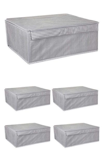 tofipashop 5 Pieces Multi-Purpose Laundry Storage Organize Storage Bag with Lid, Box Base 50x40x19 Gray