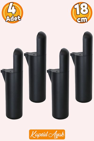 Badem10 Capsula Bohemian (PREMIUM) Mobila Canapea Unitate TV Fotoliu Baza Picior Picioare Negru 18 Cm 4 Buc