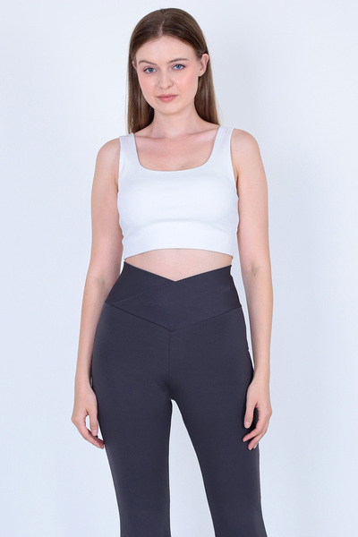 MAXFIT Ψηλόμεσο Ανθρακί Σταυρός Ζώνη Κολάν Παντελόνι - Φαρδύ πόδι