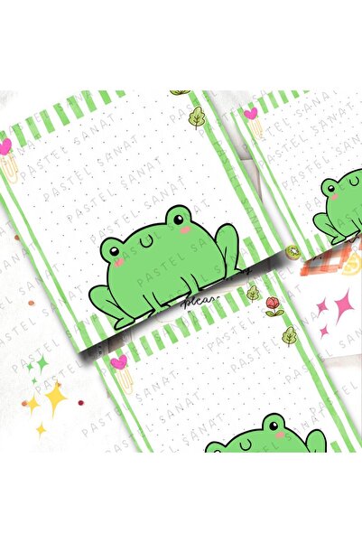PastelSanat Noktalı Sevimli Kurbağa Frog Memopad Not Kağıdı To Do List Blokno...