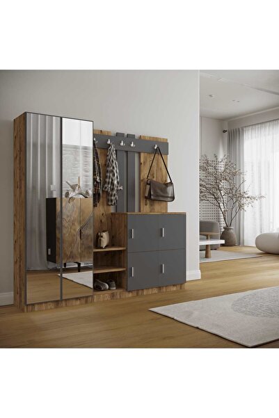 Robin Home Nova Vestiyer Portmanto Ayakkabılık Çam-gri