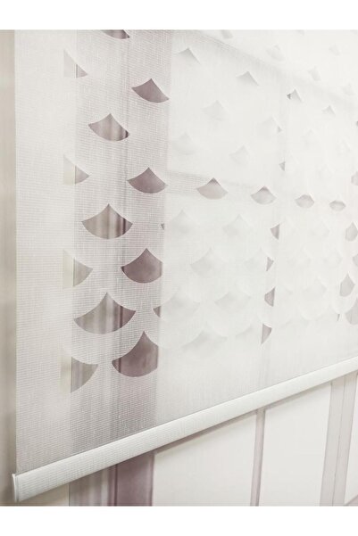 BBB Lazer Kesim Çift Mekanizmalı Tül Stor Perde Beyaz MLT5003