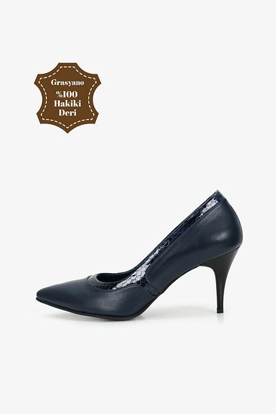 Grasyano 100% piele naturală, premium, lucrați manual, comozi și la modă, cu model albastru, pantofi stiletto cu toc subțire de 7,5 cm