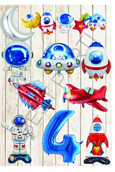 BEST PARTİ DOĞUM GÜNÜ PARTİ SÜSLERİ Age 4 Space Themed Birthday Party Set