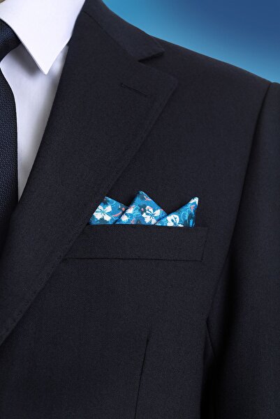 Hatemoğlu Класична сатинова хустинка з індіговим візерунком