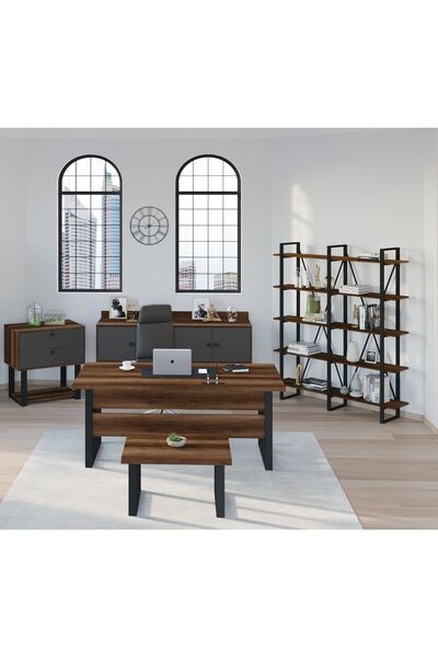 Robin Home Grand Ofis Büro Masa Takımı Ofis Masası Kitaplık Keson Sehpa Konso...