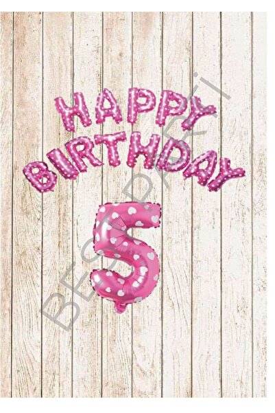 BEST PARTİ DOĞUM GÜNÜ PARTİ SÜSLERİ Happy Birthday and Number Pink Foil Ballo...