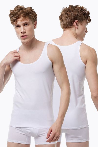 Malabadi White Thin Strap Modal Athlete - Men's 2 Pieces Non-Marking 2m013