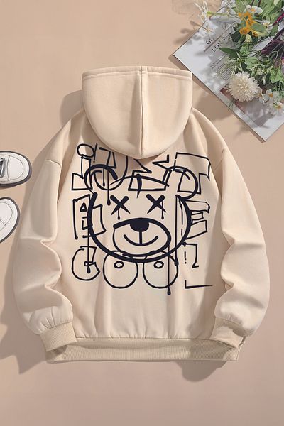 MYADA New Season Cool Graffiti Printed Oversize Hooded Παιδικό Φούτερ - Back Printed 12250