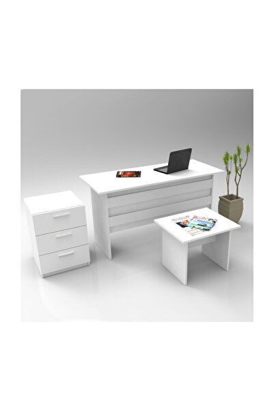 Robin Home Verona Ofis Büro Masa Takımı Ofis Çalışma Masası + Keson + Sehpa B...