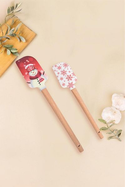 Sezka Life 2-Piece Bamboo and Silicone Spatula Set - Meal Prep
