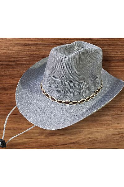 İLMAN thin cloth cowboy fedora with holes hat drawstring summer unisex women men adult