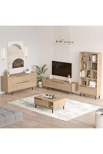 Robin Home Lidya Tv Ünitesi Orta Sehpa Konsol Kitaplık 4'Lü Set Sepet