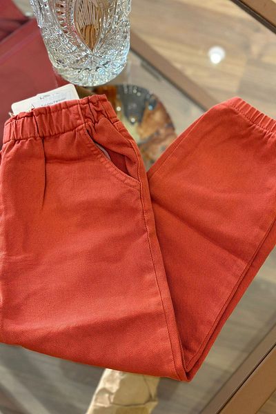 Unique Boutique Orange Cotton Children's Trousers with Elastic Legs and Waist