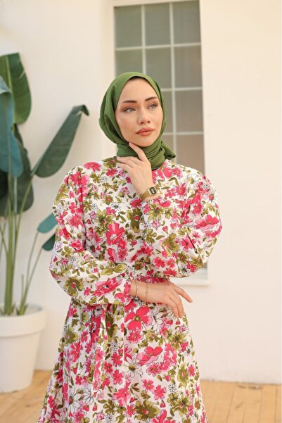 zefusestore Hijab Dress with Print and Belt