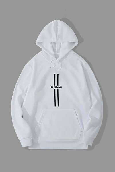 Jooy Company Hanorac alb cu glugă cu imprimeu Freedom