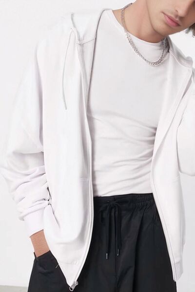 Millionaire White Fleece Kangaroo - Ανδρικό φούτερ με κουκούλα Oversize