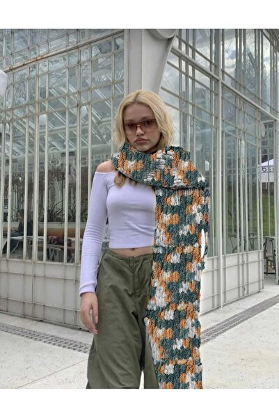 Moda Biçer Peluş Örgü Atkı Şal mbcr0