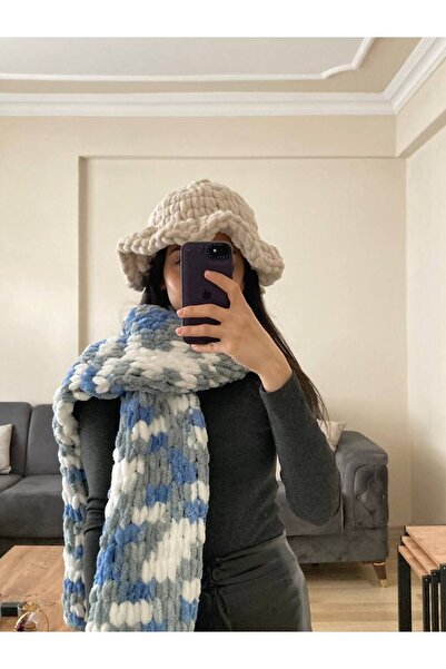 Moda Biçer Χειροποίητο πλεκτό κασκόλ Puffy Fashion Bias