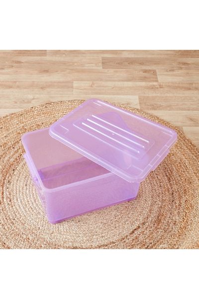 Home Box Rolling 32 L Storage Box with Wheels and Lid - 47x34x25 cm