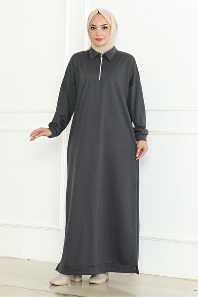 Bestenur Lener 1199 Model Smoked Zippered Dress