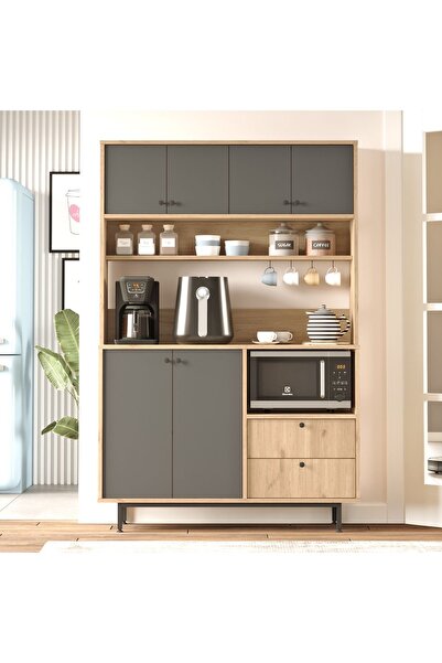 Robin Home Lounge Kahve Köşesi Çok Amaçlı Dolap Mutfak Dolabı Sepet-Antrasit