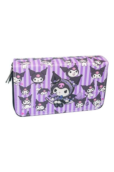 OneSize Kuromi Themed Orginazer Vegan Leather Pencil Case - Three Compartments