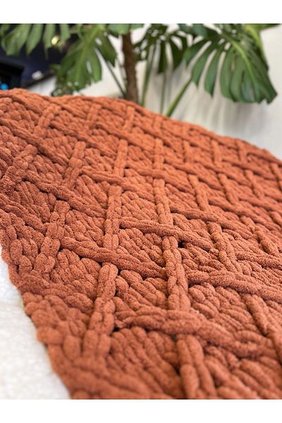 Missworble Puffy Hand Knitted Fireplace and TV Blanket Diamond Patterned Tile 90 X 165 Cm