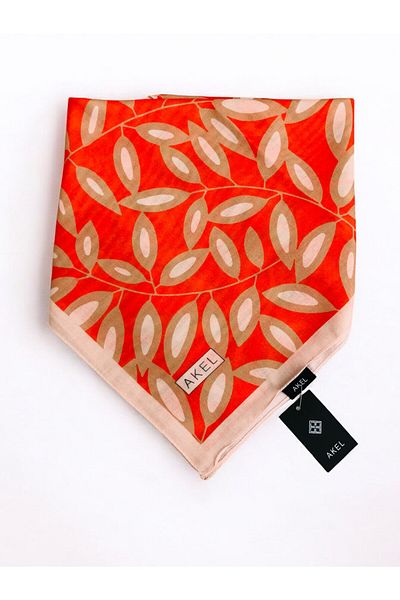 Akel 95X95 Digital Soft Scarf - Leaf Pattern