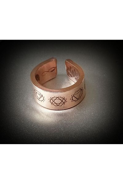 DA Cooper Design Copper Ring 7 Chakra Symbol & Number Sequence Design Copper Ring